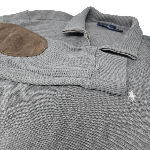 Polo Ralph Lauren Pima Cotton 1/4 Zip Sweater XL Men‎ Pullover Gray Waffle Knit - Picture 1 of 8